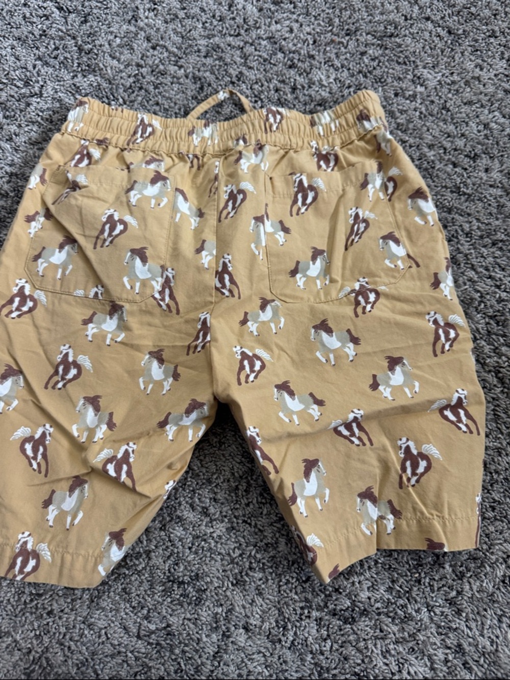 Kids Horse-Print Tan Shorts with Drawstring - Picture 3 of 3
